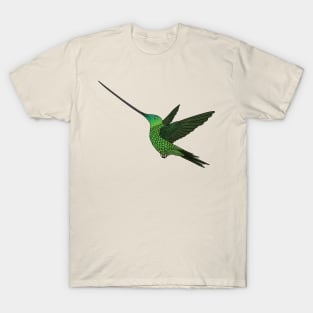 Sword-billed hummingbird cartoon illustration T-Shirt